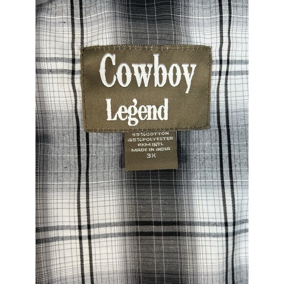 Cowboy Legend Western Shirt Men's Size 3XL Pearl Snap Button Up Plaid Black - Picture 7 of 7
